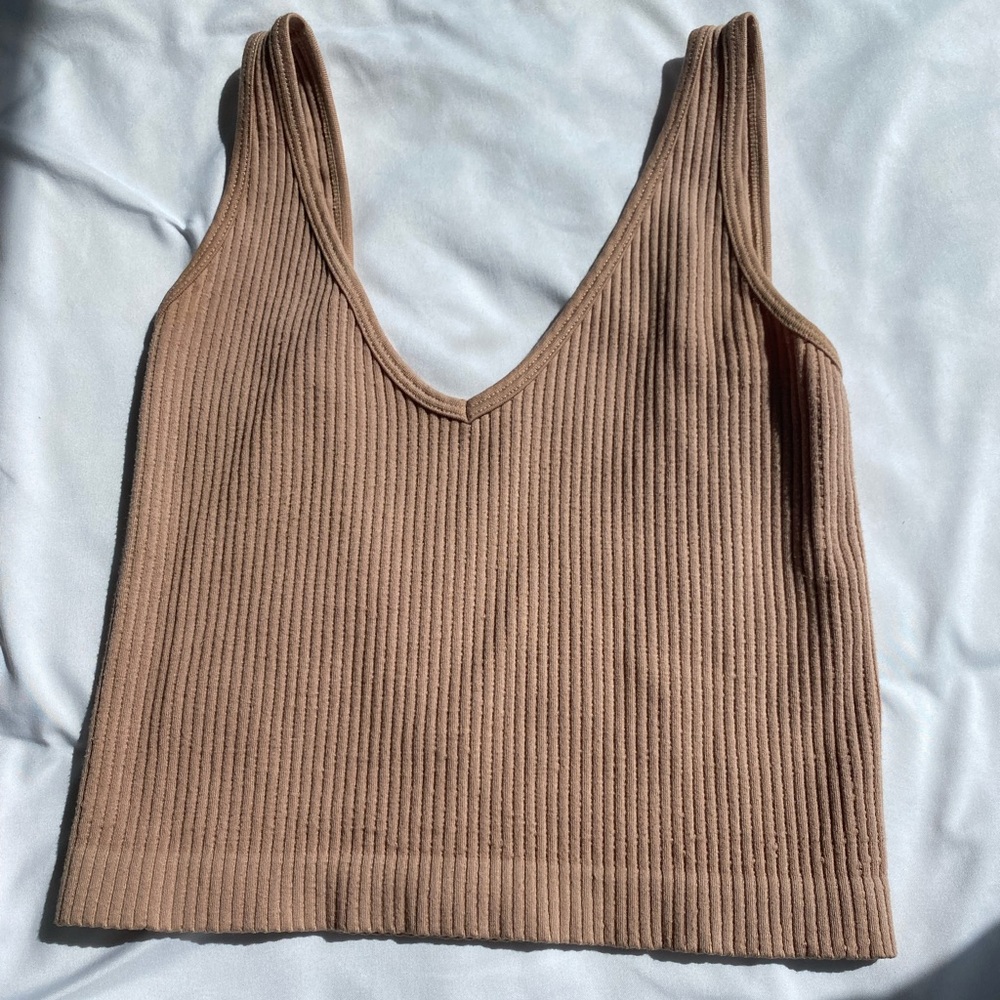 Free People Ribbed Crop Top | Size: XS/S | Color: Tan | Condition: Very Good